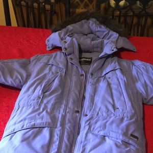 Puffy warm jacket with hood. Size 14-16